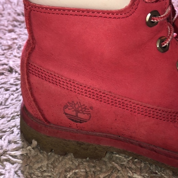 TIMBERLAND PREMIUM 6-INCH WATERPROOF BOOTS red/white genuine leather size 8M​​ - Picture 6 of 11